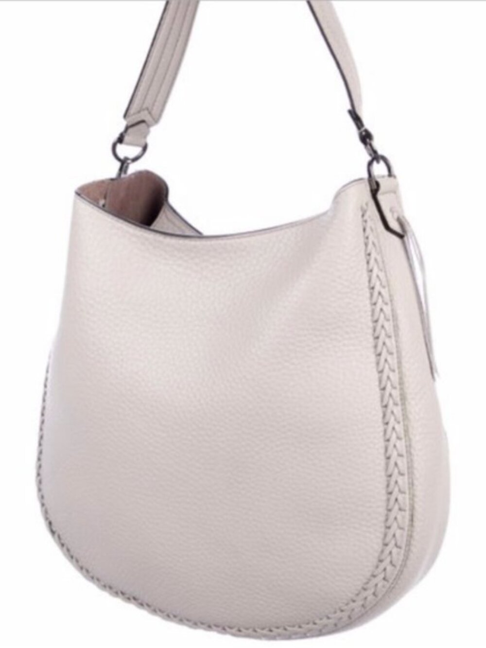 Women's Light Grey Leather Hobo Bag - Elegant Everyday Shoulder Bag